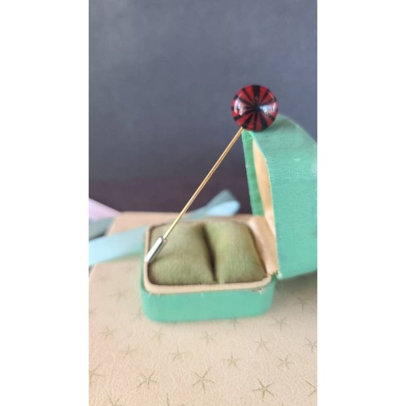 Red and Black Pin Wheel Stick Pin - Picture 1 of 10